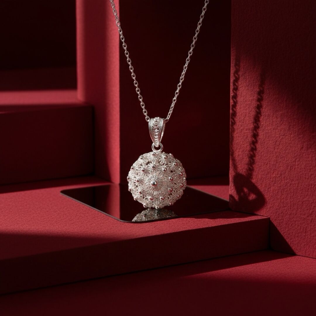 Bereket Model El İşi Midyat Telkari Gümüş Kolye