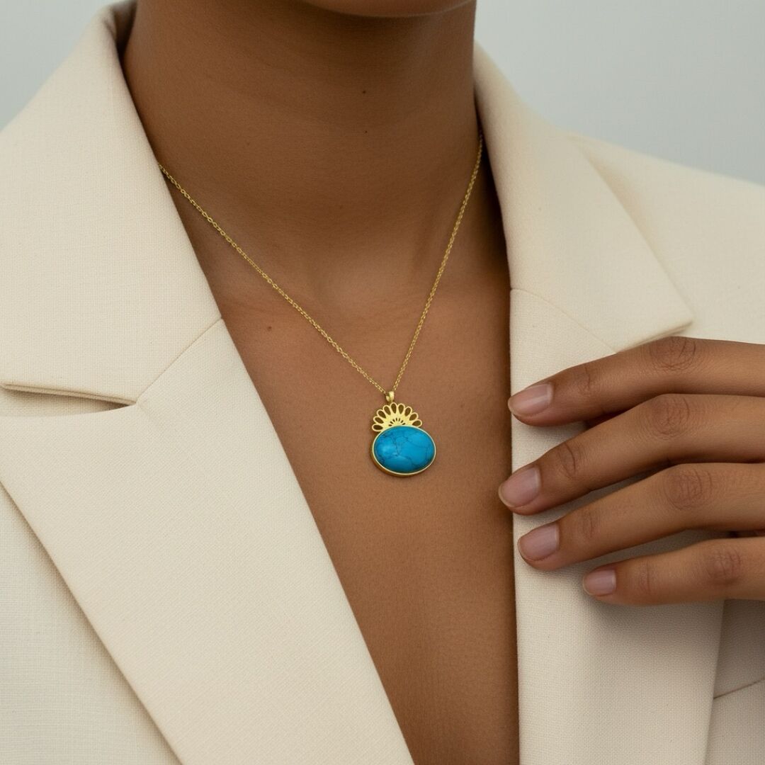 Halef Göz Yaşı Gold Gümüş Kolye