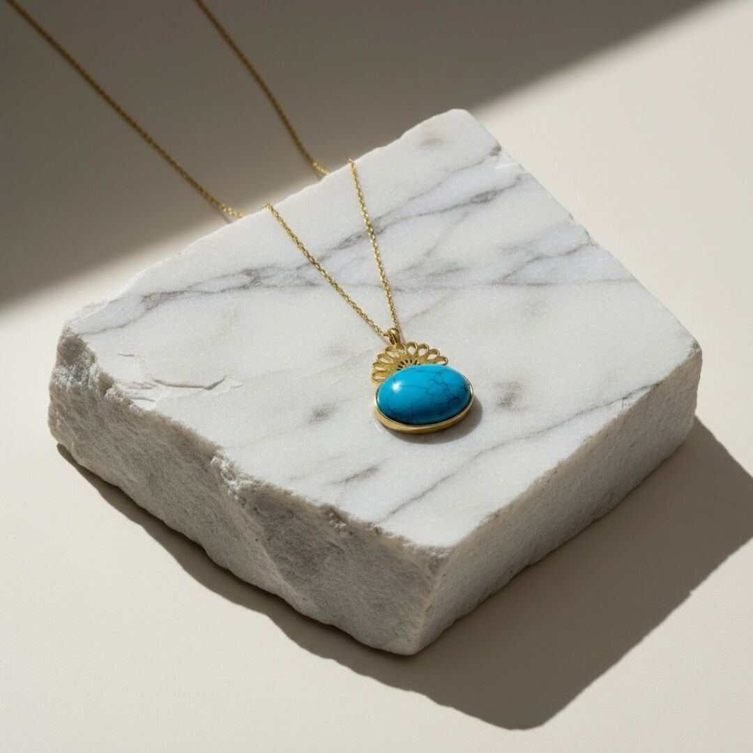 Halef Göz Yaşı Gold Gümüş Kolye