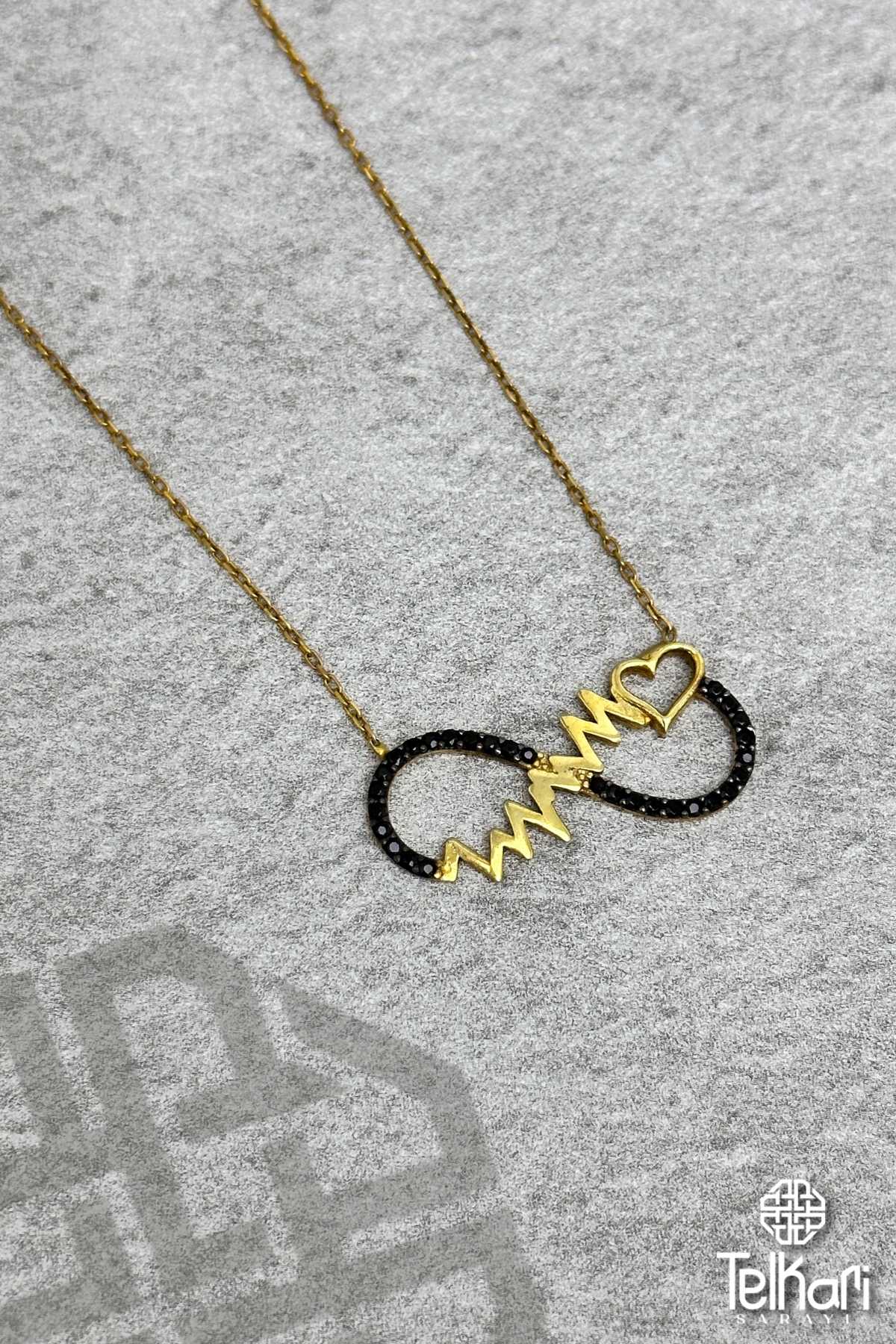 Sonsuzluk Model Taşlı Gold Gümüş Kolye