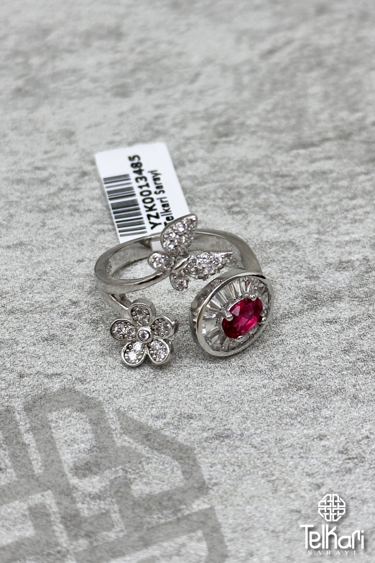 Kelebek Çiçek Model Ayarlanabilir Gümüş Yüzük