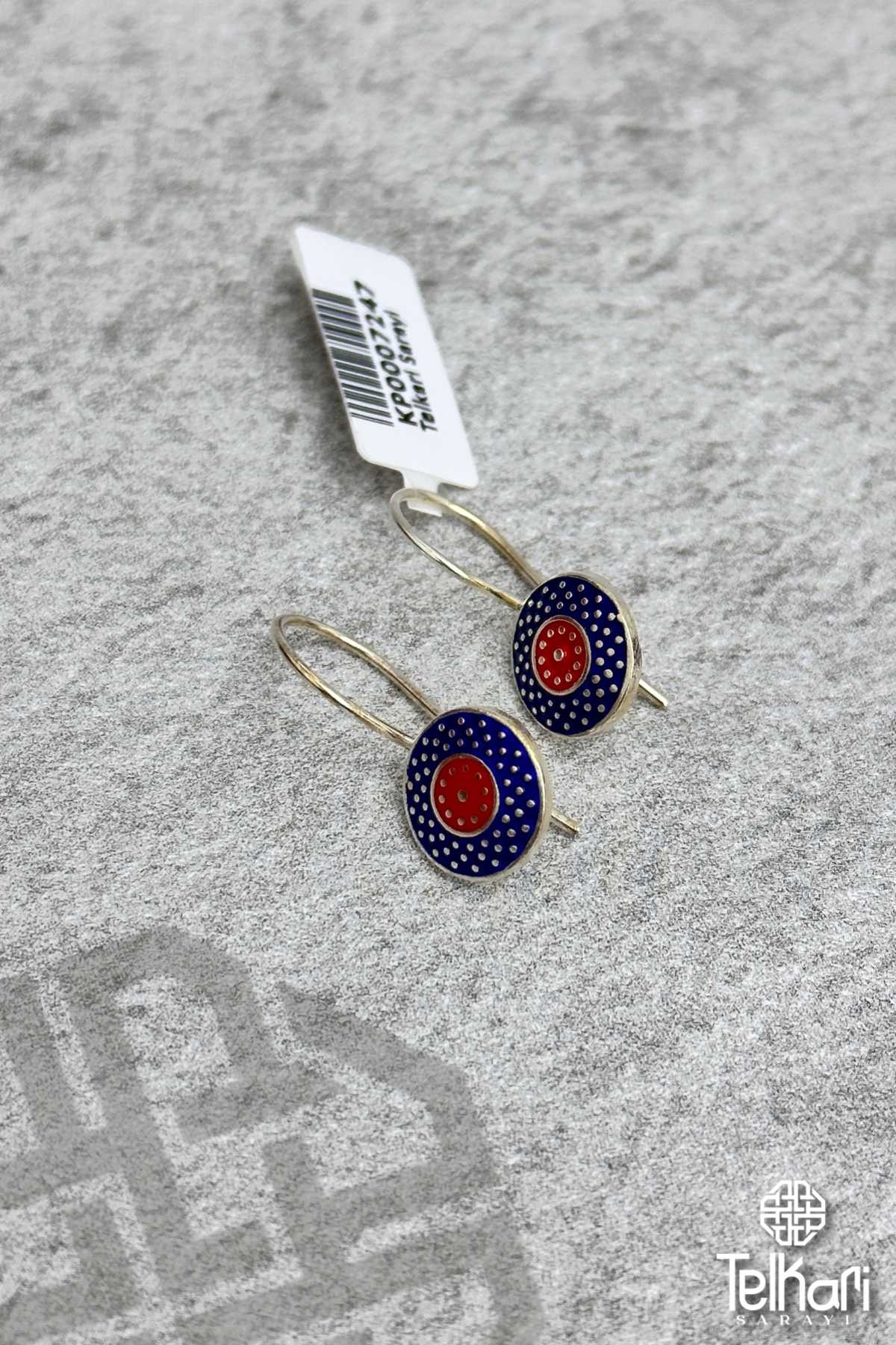 Motifli Mine İşlemeli Midyat Hasırı Gümüş Küpe