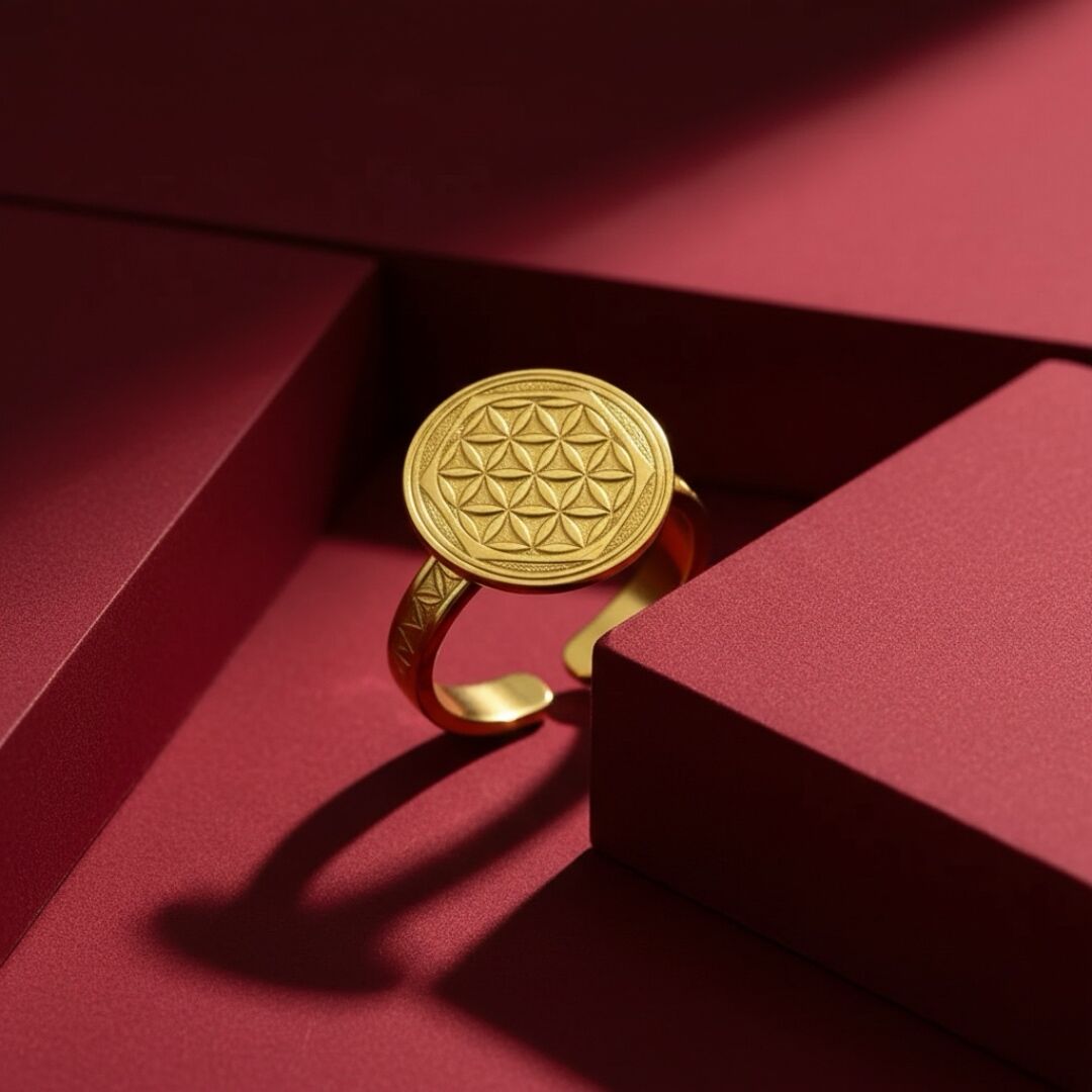 Elişi Altın Kaplama Yaşam Çiçeği Gümüş Yüzük