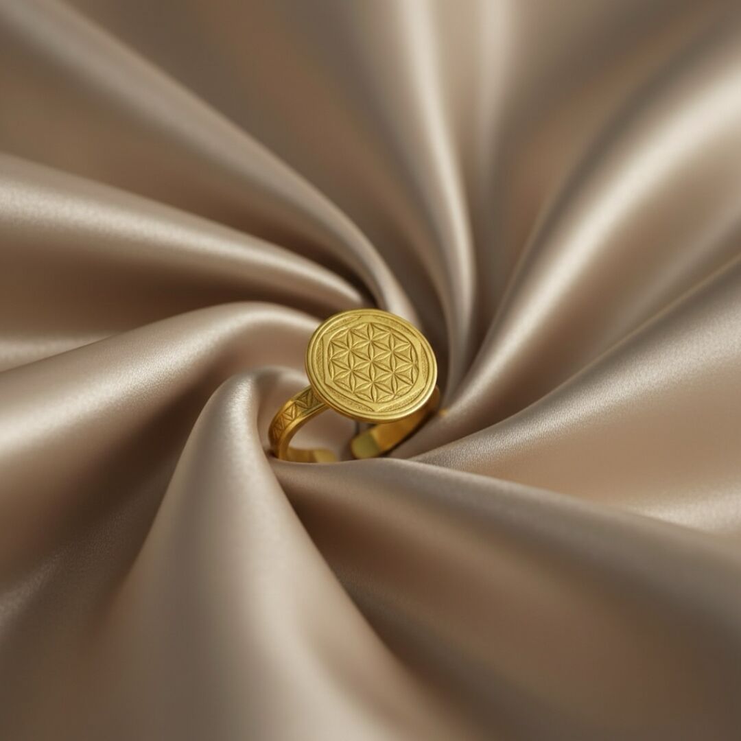 Elişi Altın Kaplama Yaşam Çiçeği Gümüş Yüzük