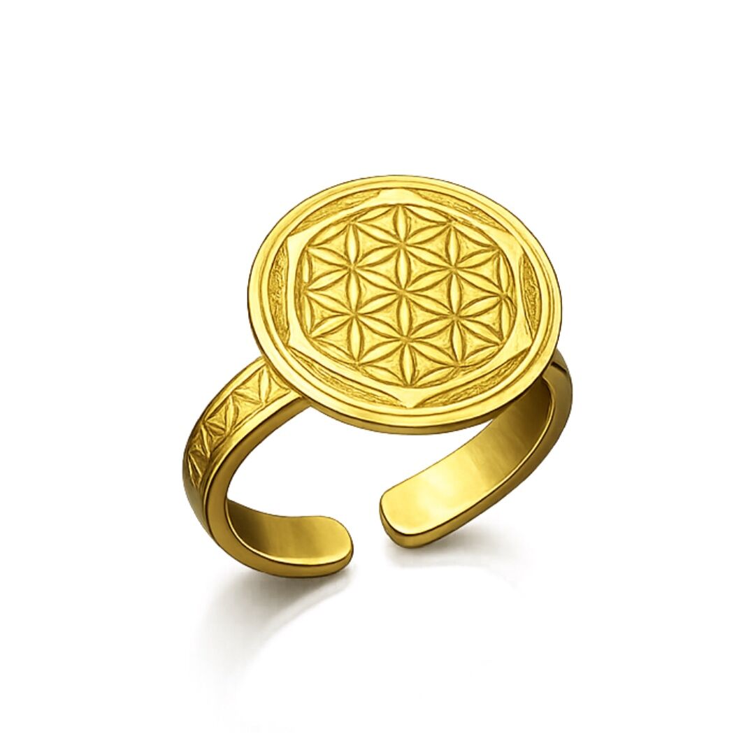 Elişi Altın Kaplama Yaşam Çiçeği Gümüş Yüzük