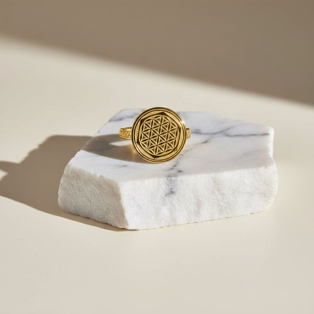 Elişi Altın Kaplama Yaşam Çiçeği Gümüş Yüzük