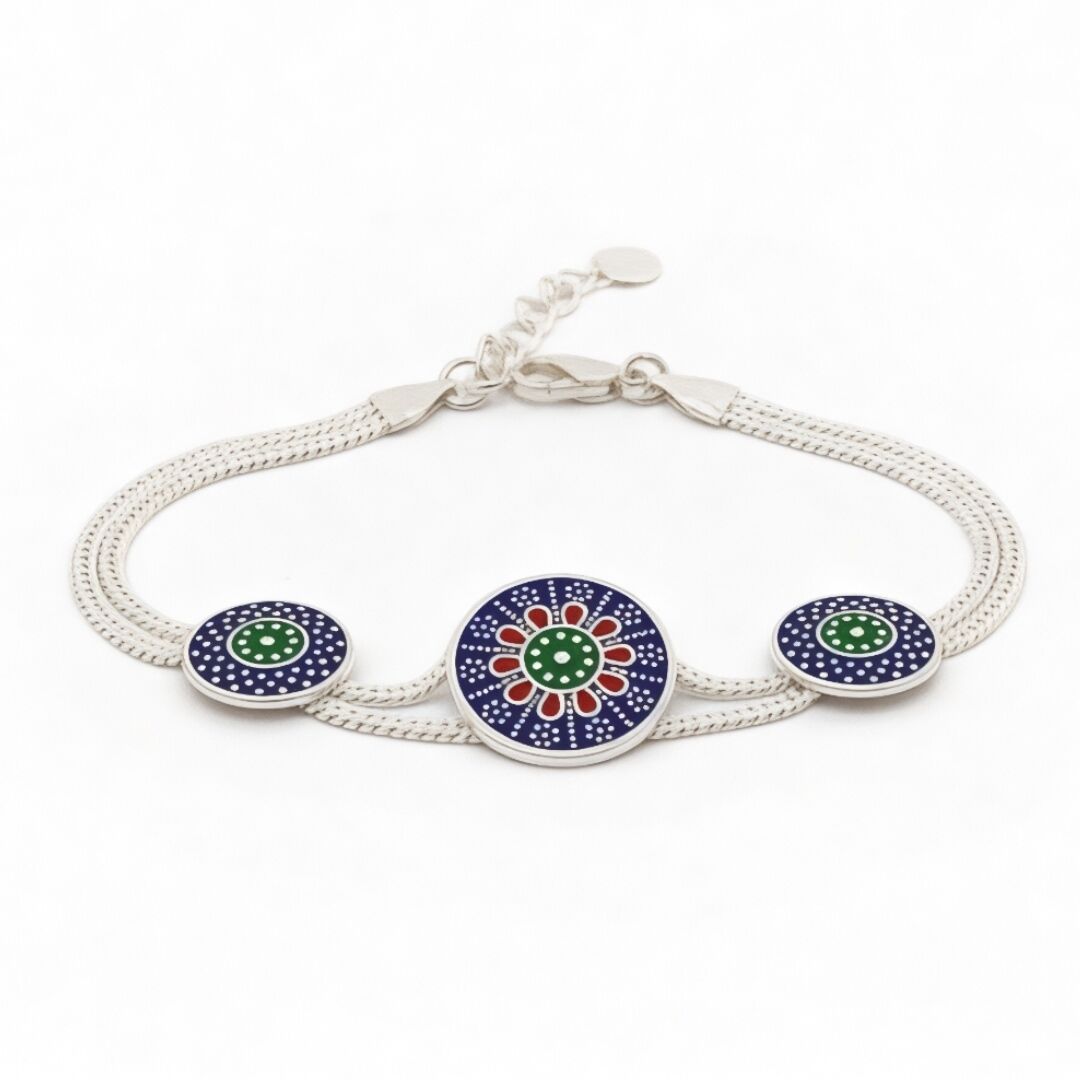 El İşçilikli Midyat Hasırı Kadın Gümüş Bileklik