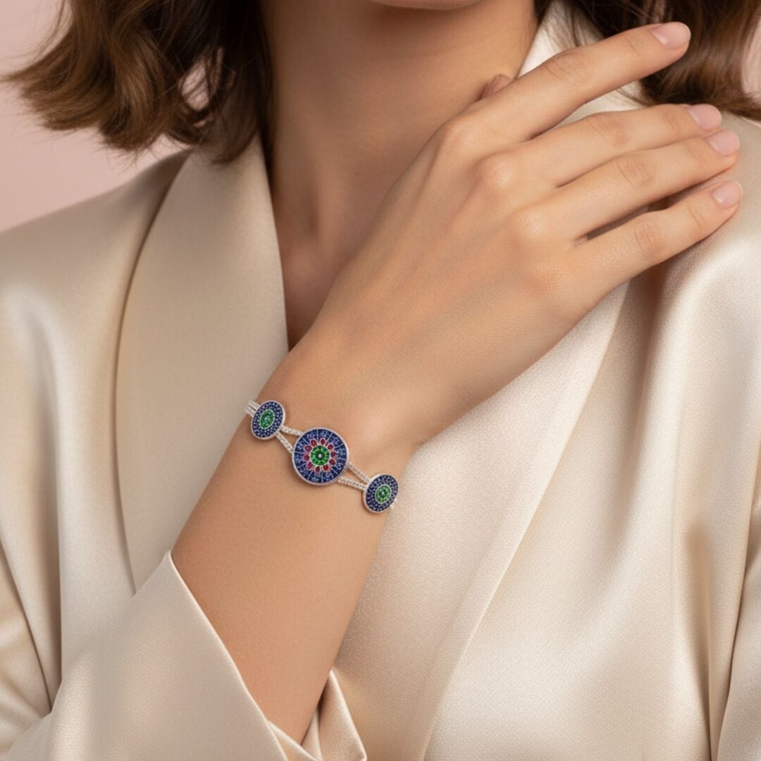 El İşçilikli Midyat Hasırı Kadın Gümüş Bileklik