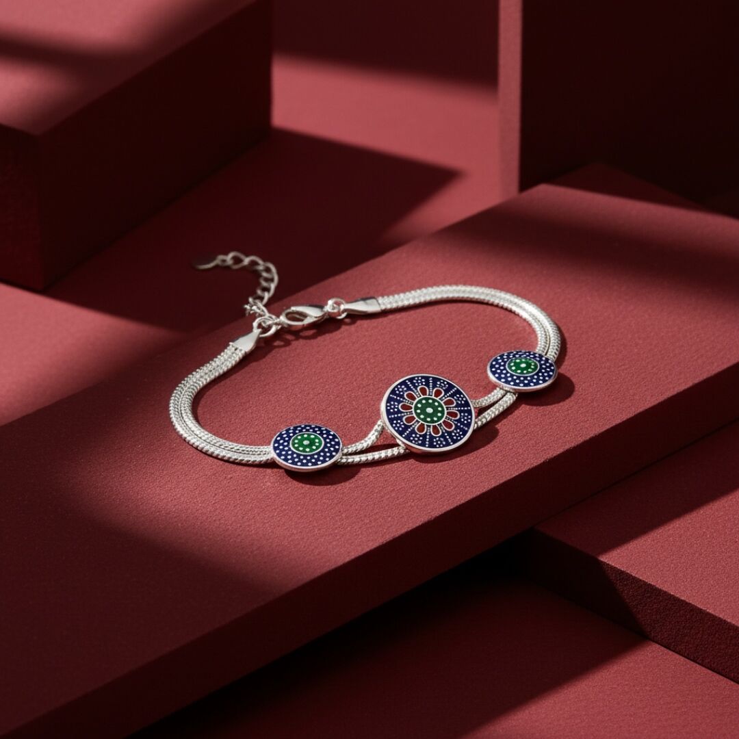 El İşçilikli Midyat Hasırı Kadın Gümüş Bileklik