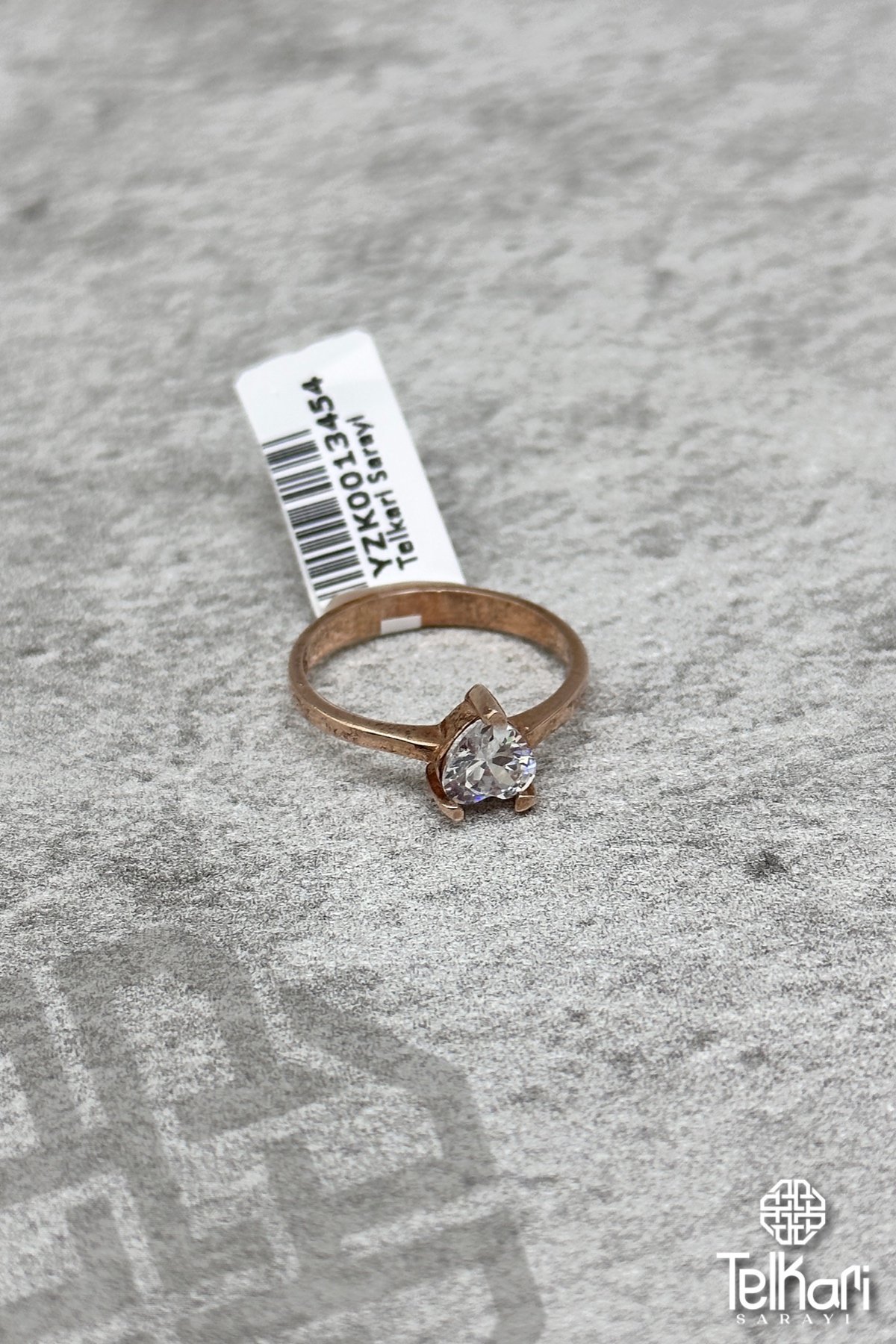 Kalp Tek Taş Model Rose Gümüş Yüzük