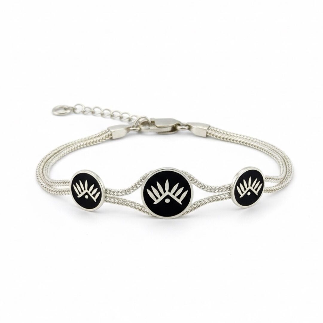 Kadim Göz Sembolü Midyat Hasırı Kadın Gümüş Bileklik