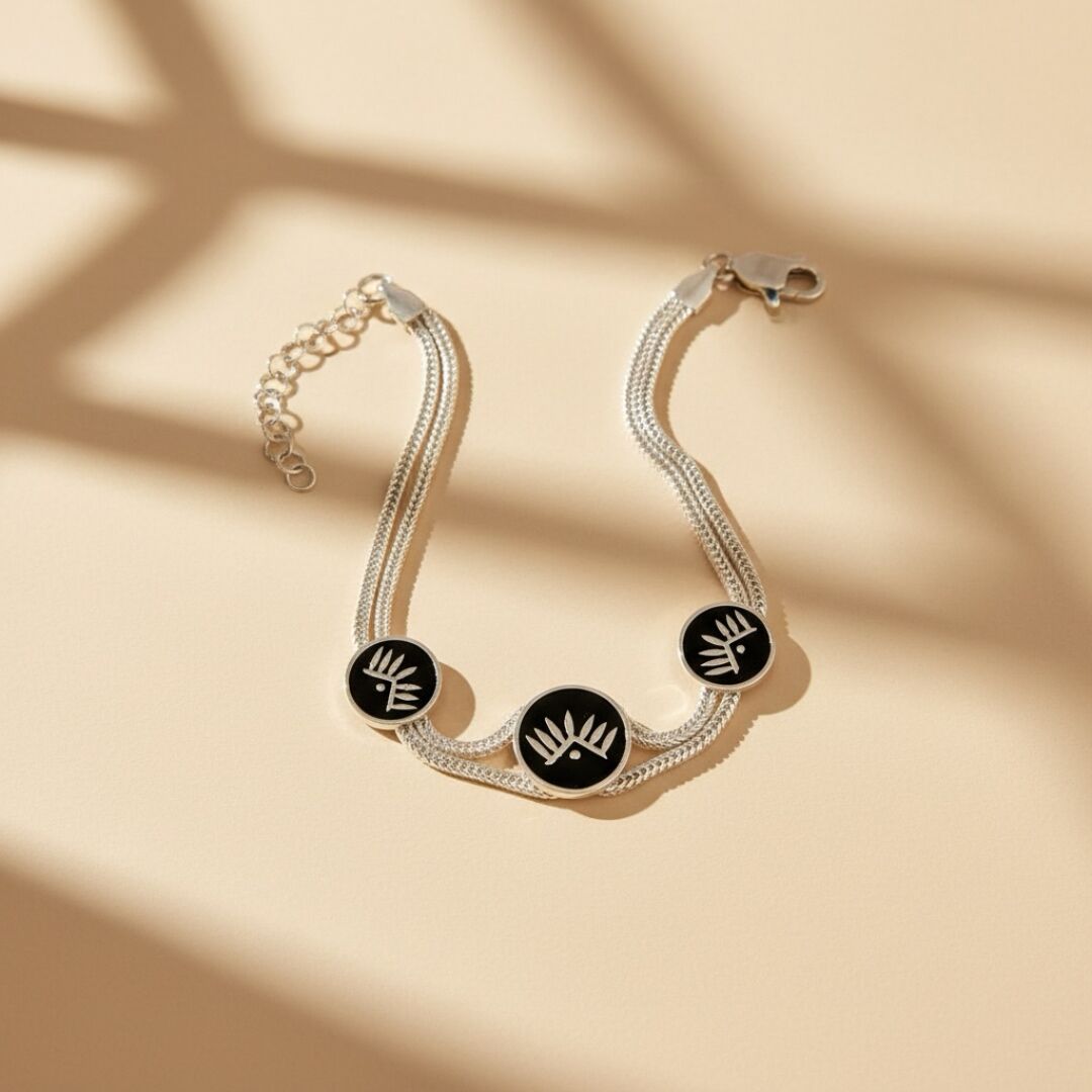 Kadim Göz Sembolü Midyat Hasırı Kadın Gümüş Bileklik