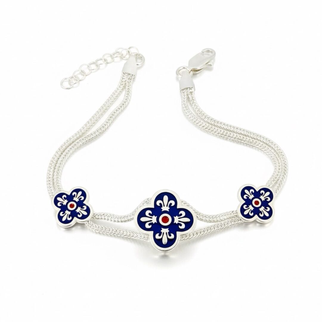 Yonca Model Mineli Midyat Hasırı Kadın Gümüş Bileklik