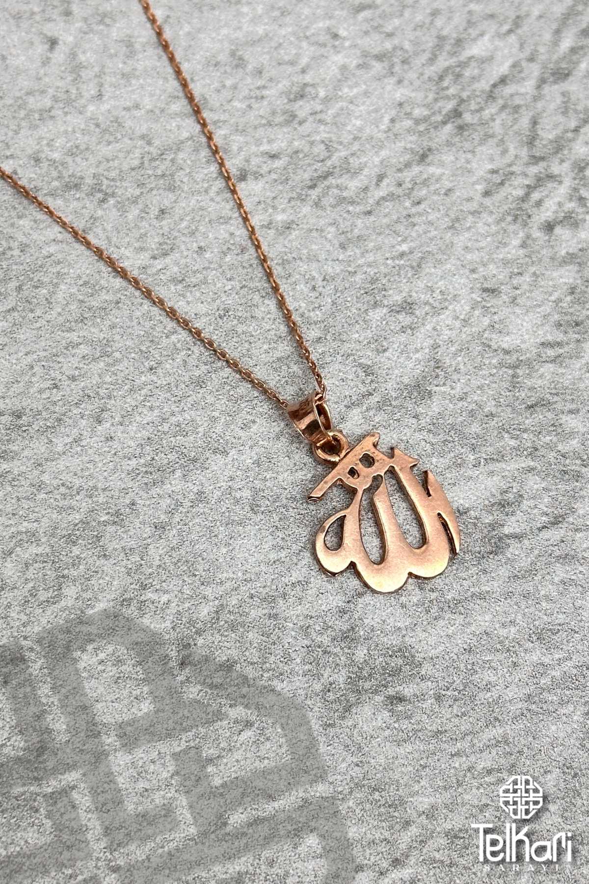 Allah Yazılı Rose Gümüş Kolye