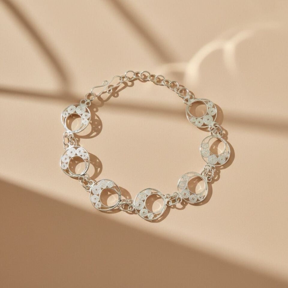 Ay Model Telkari Elişi Kadın Gümüş Bileklik