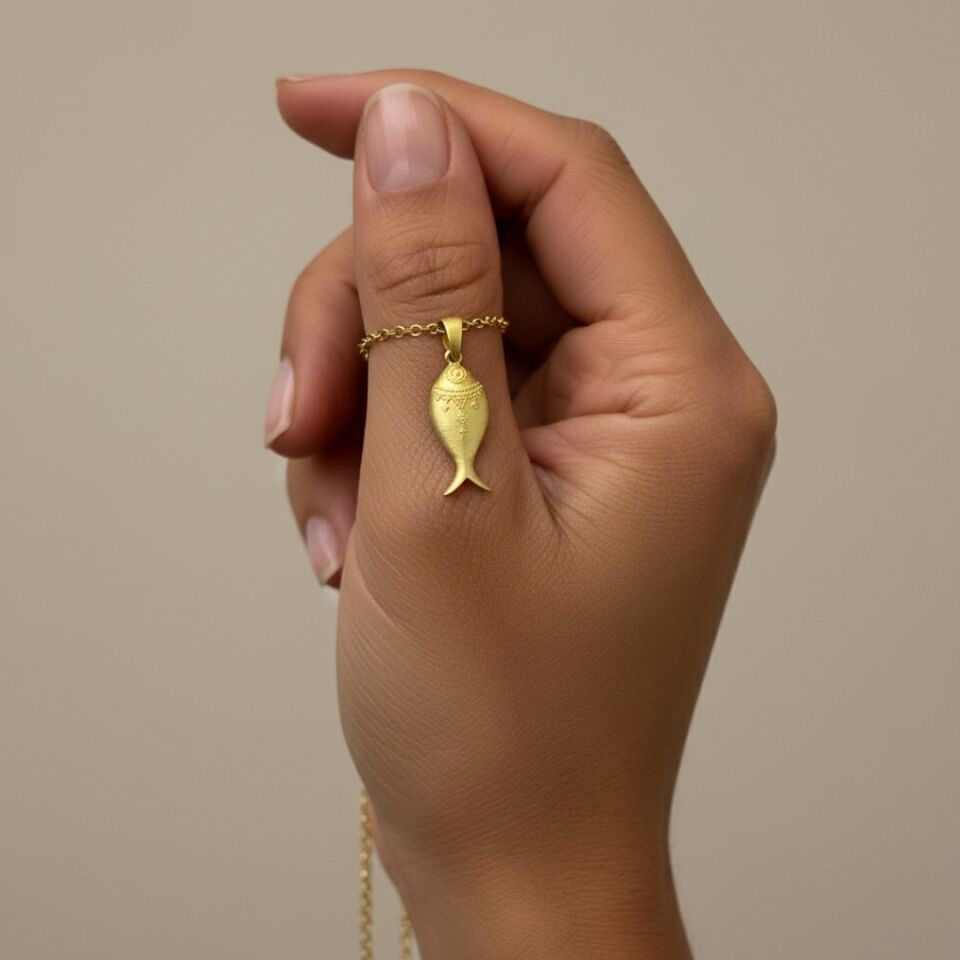 Balık Model Sarı Gümüş Kolye