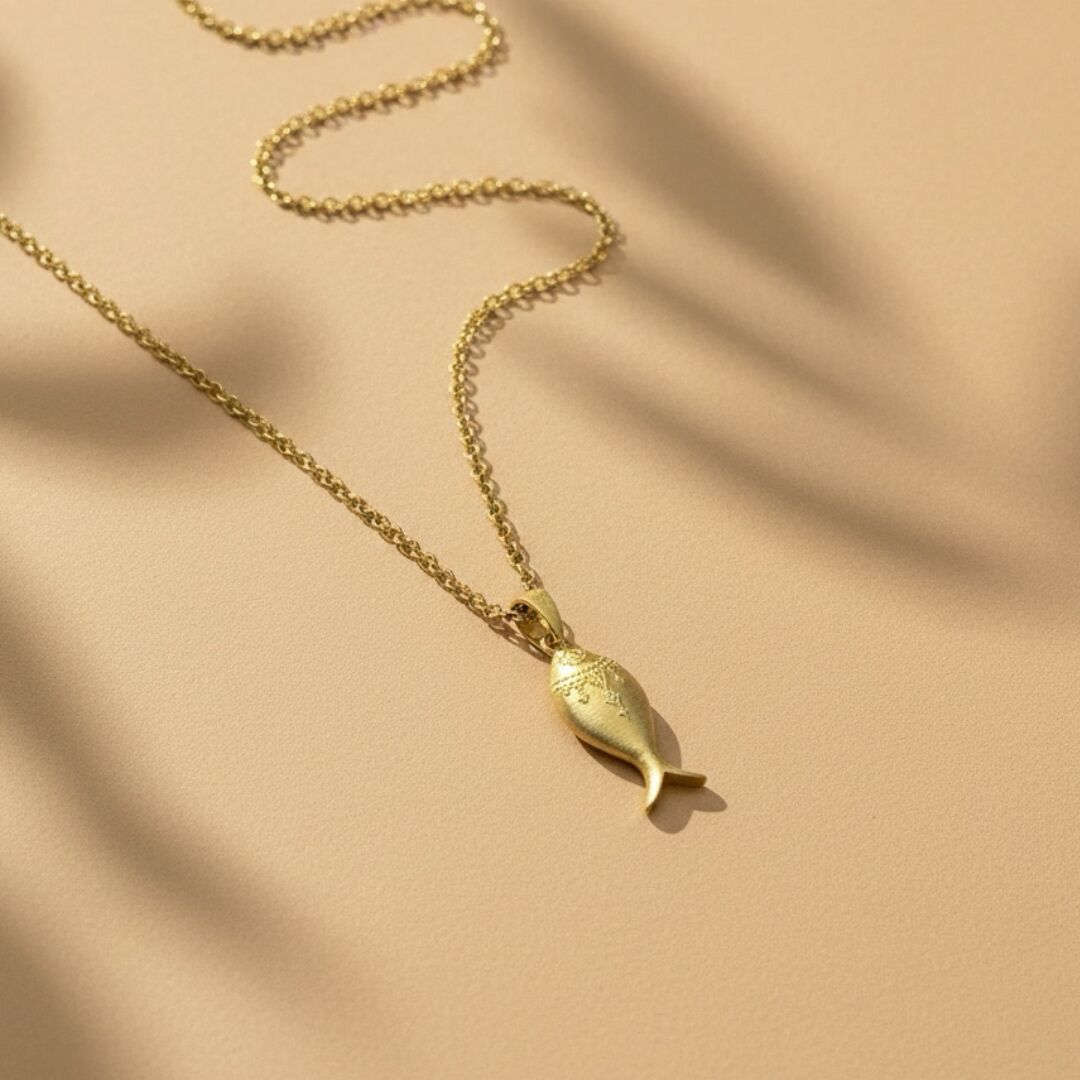 Balık Model Sarı Gümüş Kolye