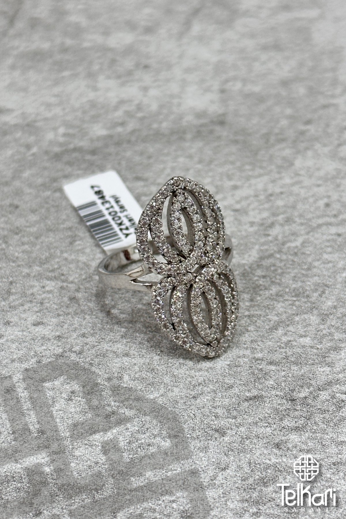 Rodyum Kaplama Kübik Zirkon Gümüş Yüzük