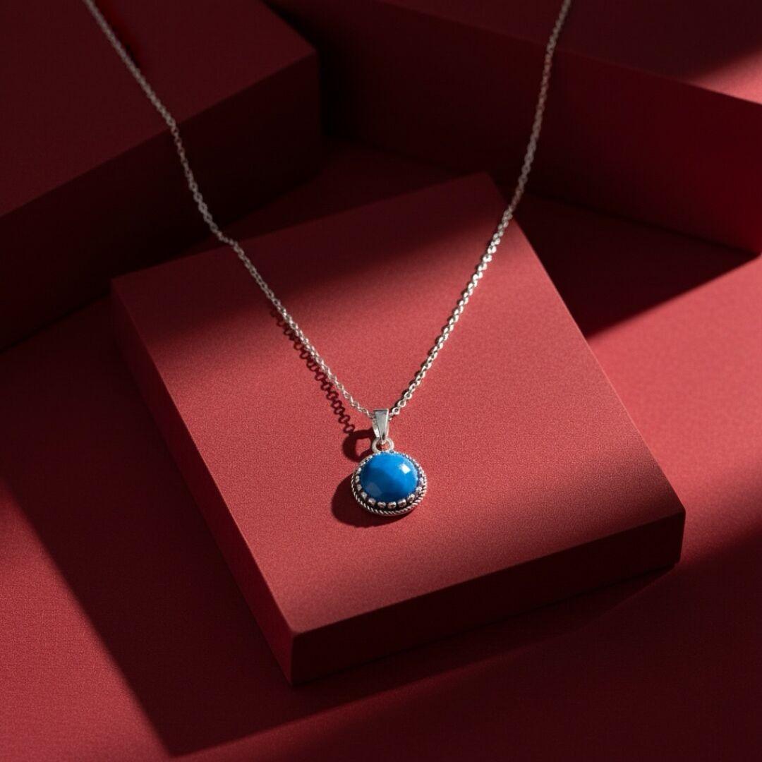 Firuze Taşlı Gümüş Kolye