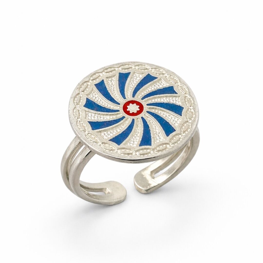 Midyat Hasırı Mine İşlemeli Gümüş Yüzük