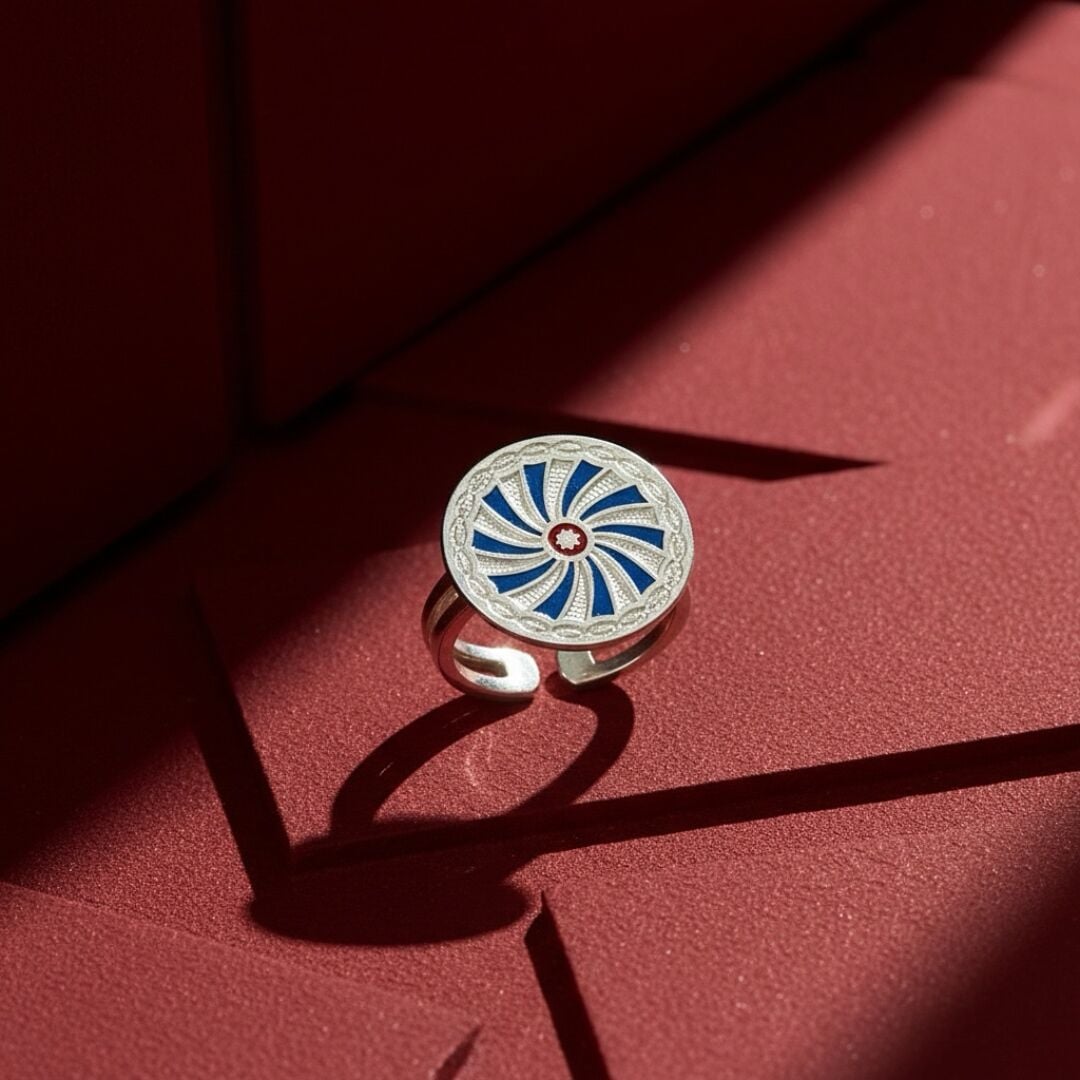 Midyat Hasırı Mine İşlemeli Gümüş Yüzük