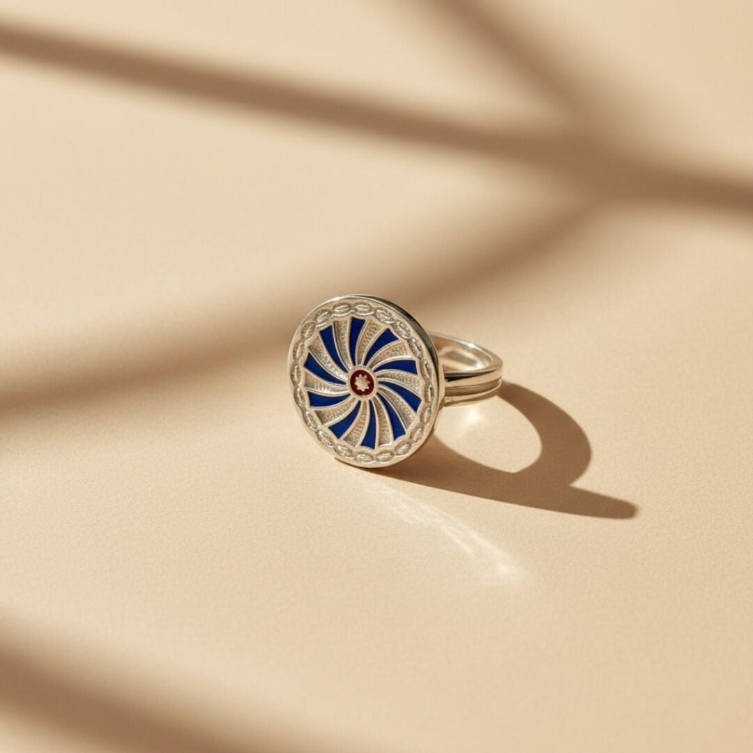 Midyat Hasırı Mine İşlemeli Gümüş Yüzük