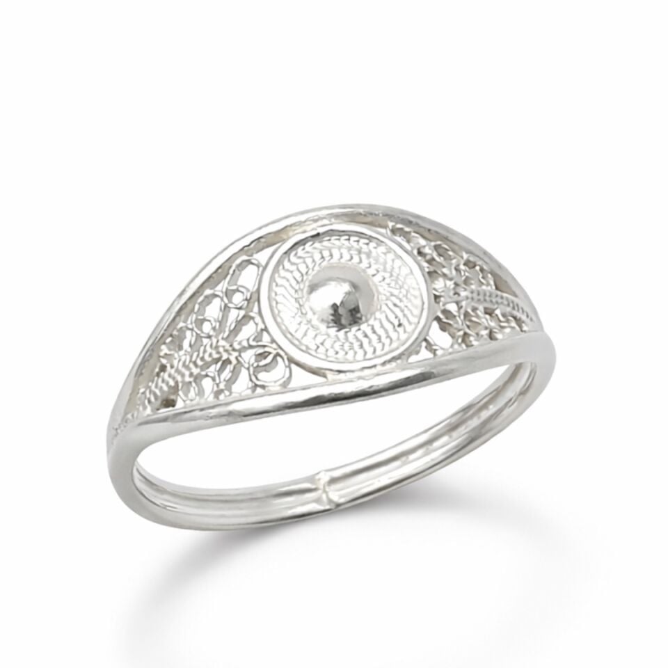 Şık Tasarımlı Telkari Elişi Gümüş Yüzük