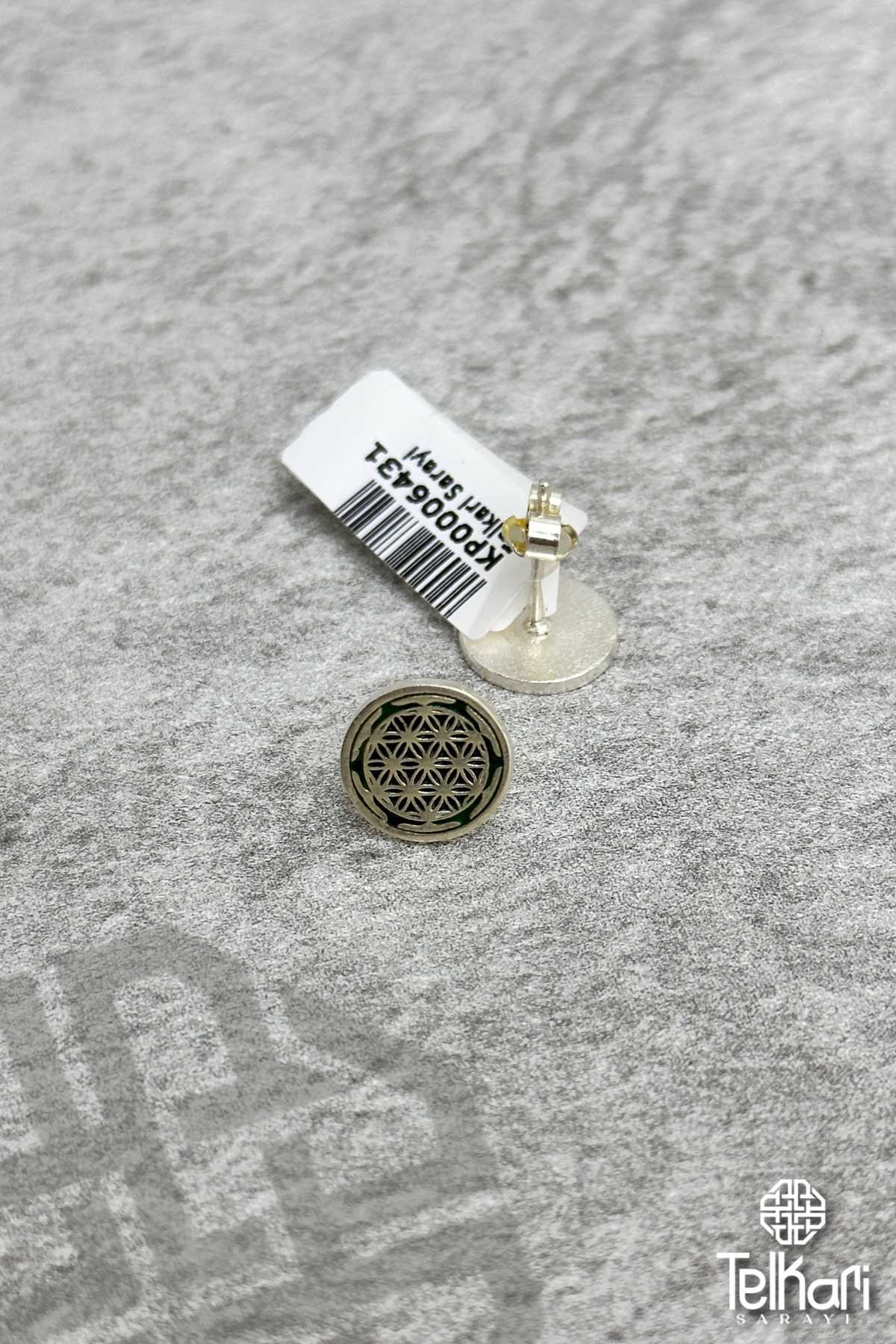 Motifli Mine İşlemeli Midyat Hasırı Gümüş Küpe