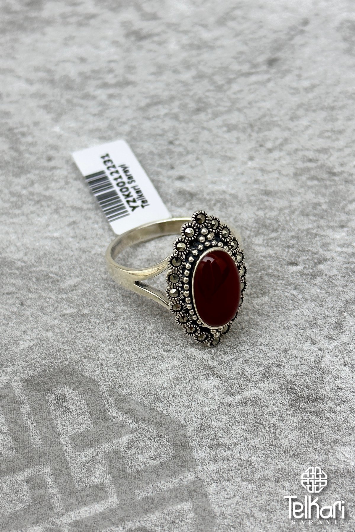 Akik Taşlı Markazit Gümüş Yüzük