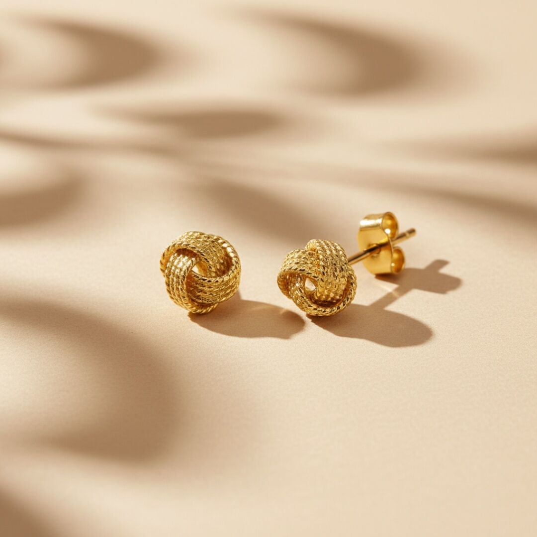 Altın Kaplama Örgü Top Model Telkari Gümüş Küpe