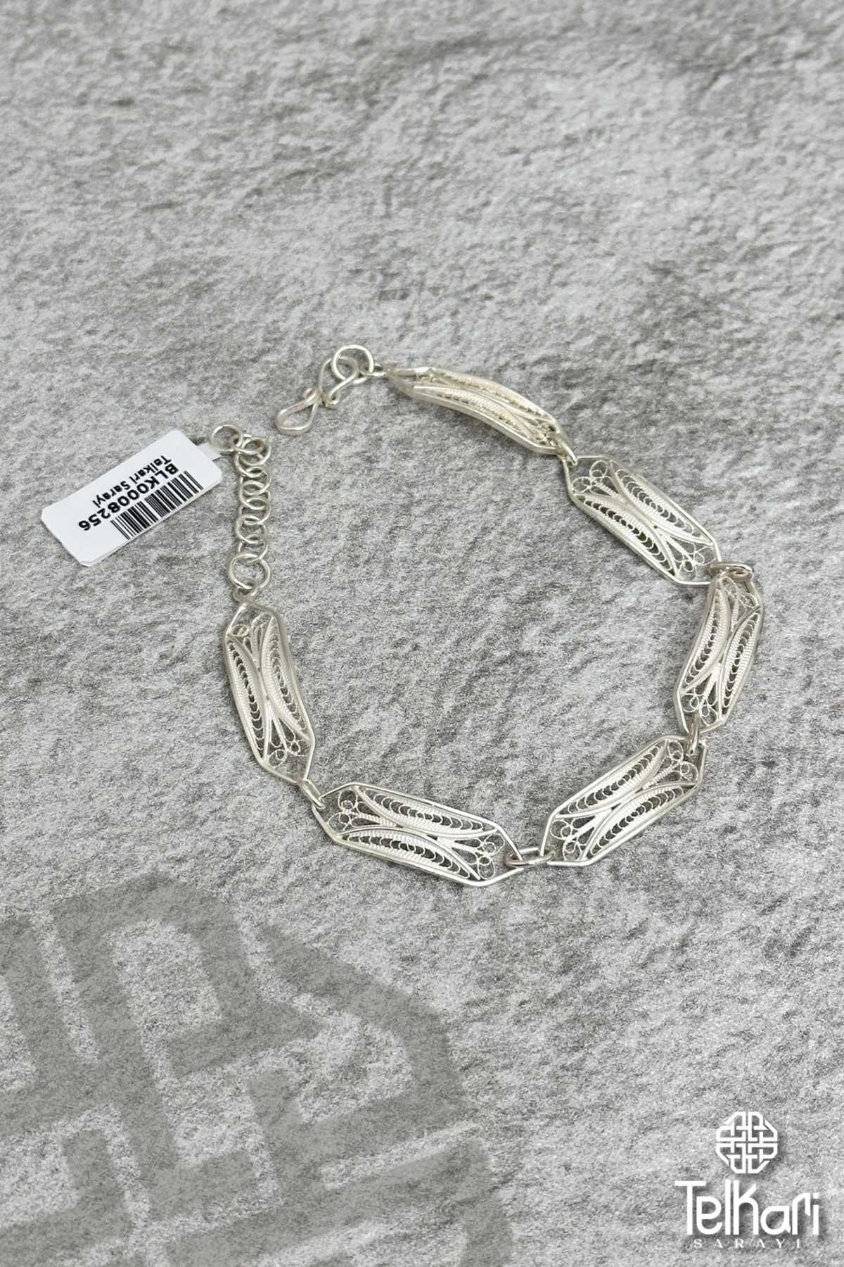 Motifli El İşçilikli Gümüş Midyat Telkari Bileklik