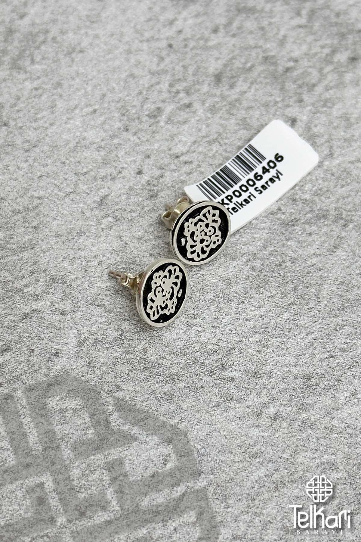 Mine İşlemeli Motifli Midyat Hasırı Gümüş Küpe