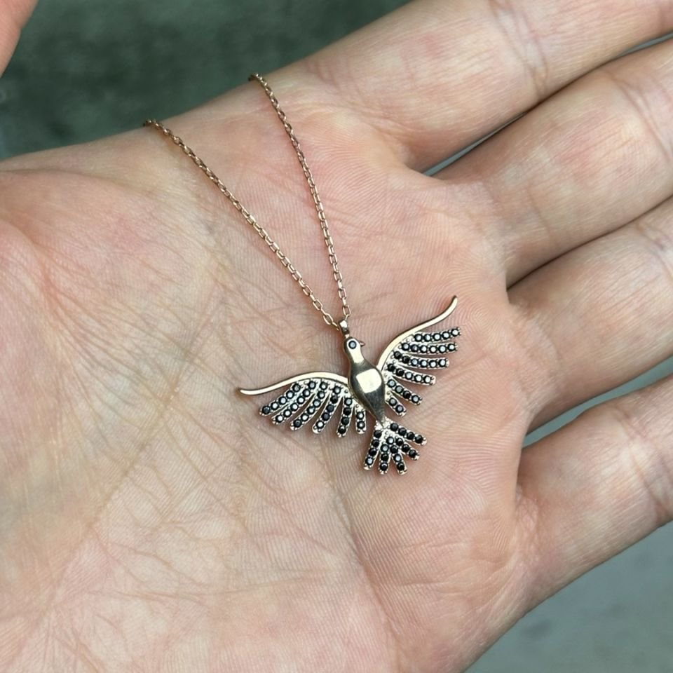 Zirkon Taşlı Anka Kuşu Gümüş Kolye