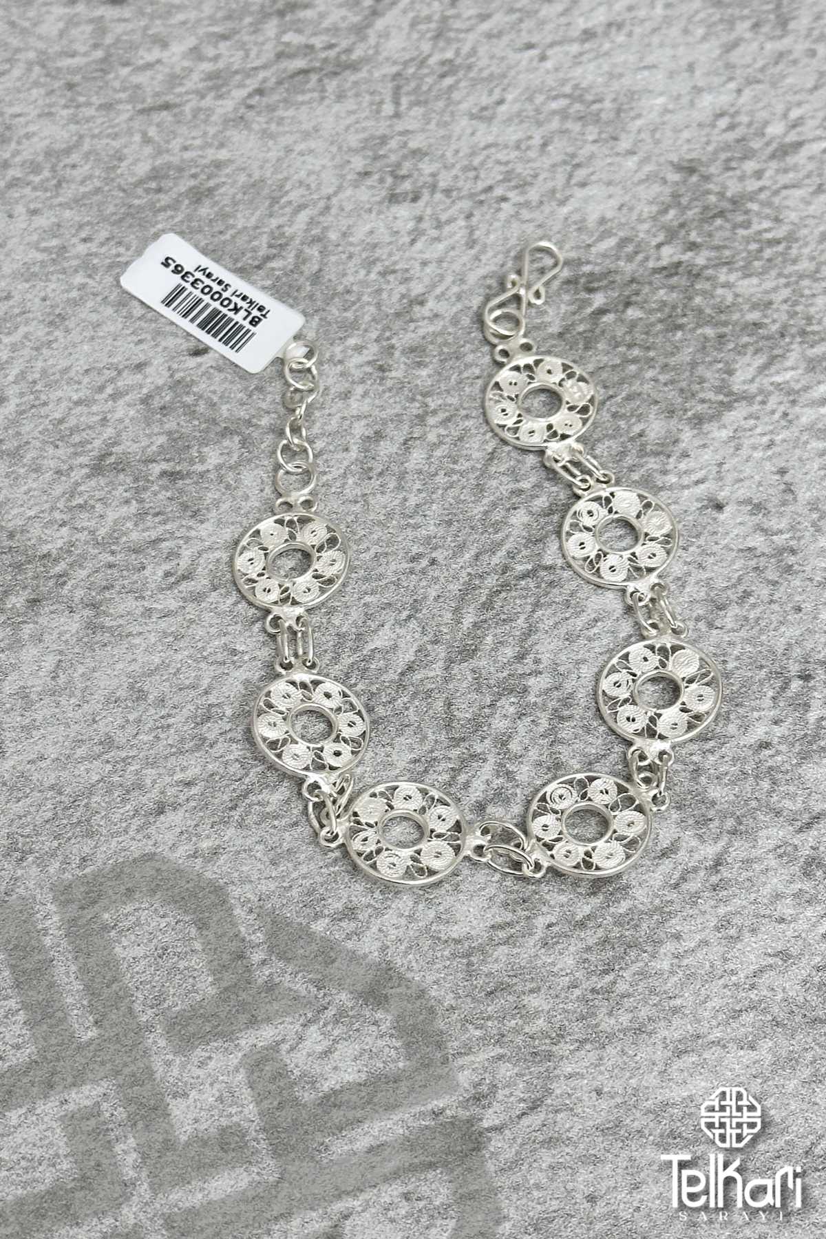 Halka Model El İşçilikli Gümüş Midyat Telkari Bileklik