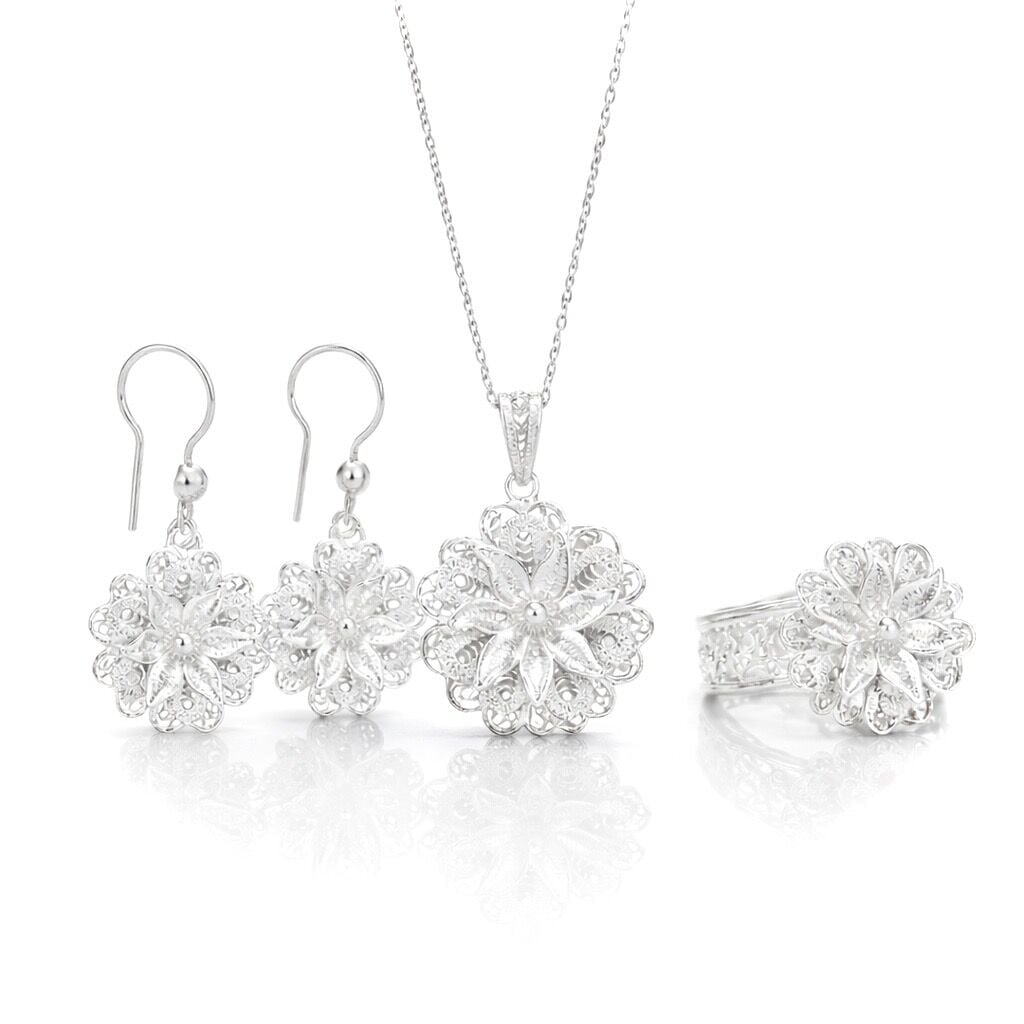 Rüzgar Gülü  Midyat Telkari Gümüş Set