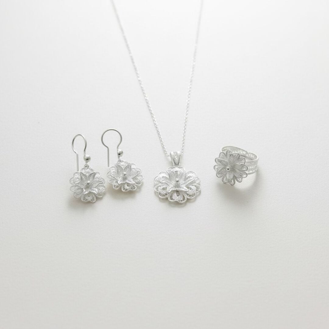 Rüzgar Gülü  Midyat Telkari Gümüş Set