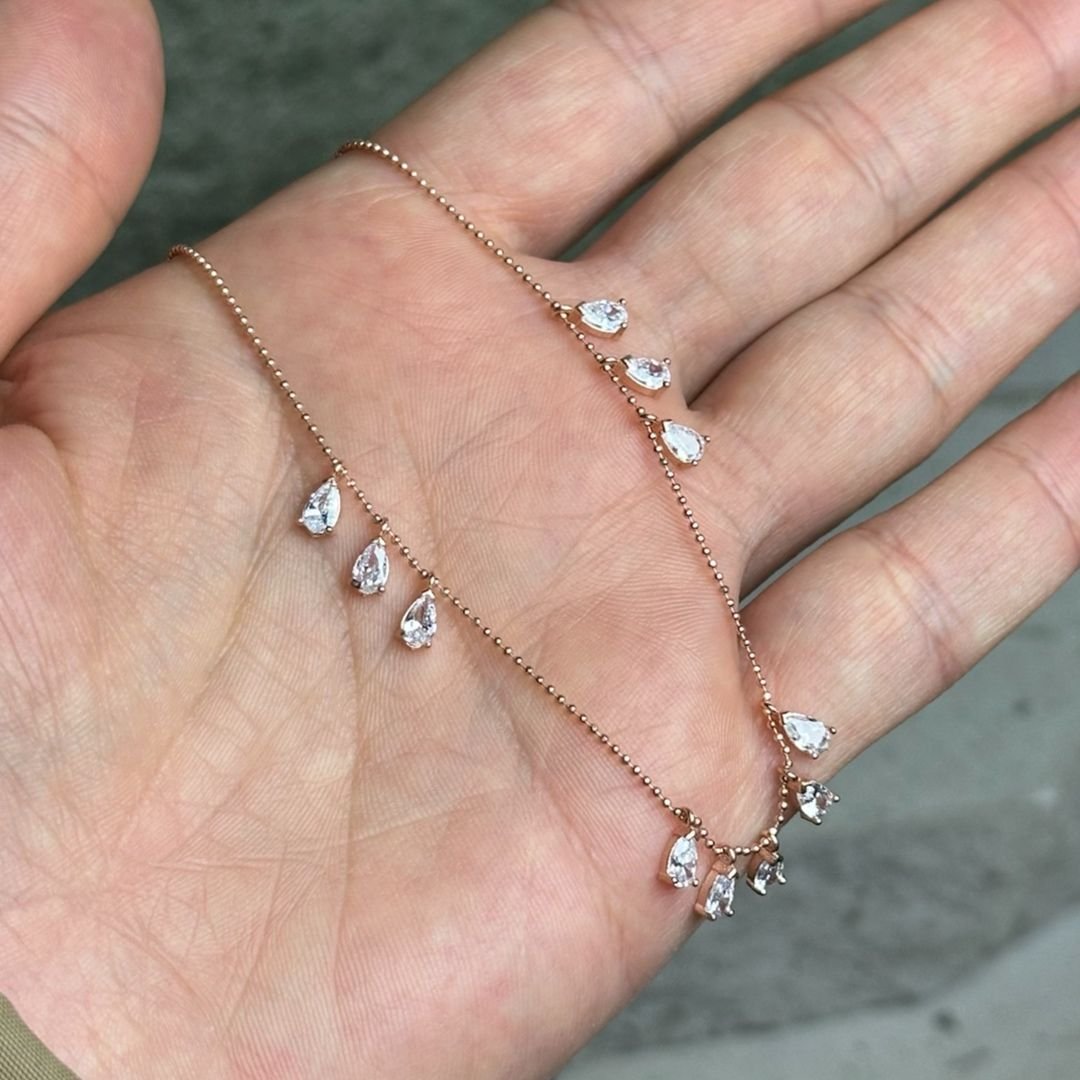 Zirkon Taşlı Rose Gümüş Kolye