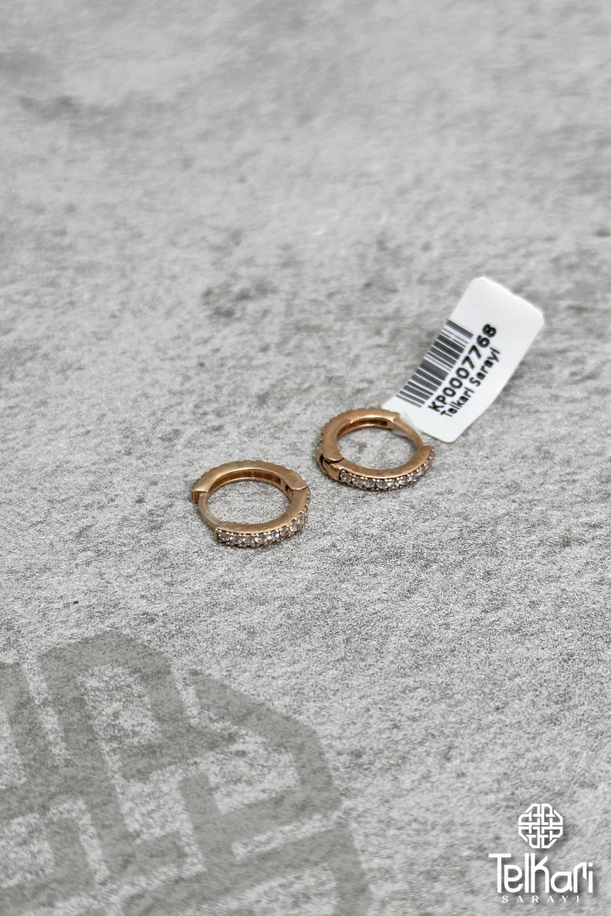 Sıra Taşlı Rose Gümüş Küpe