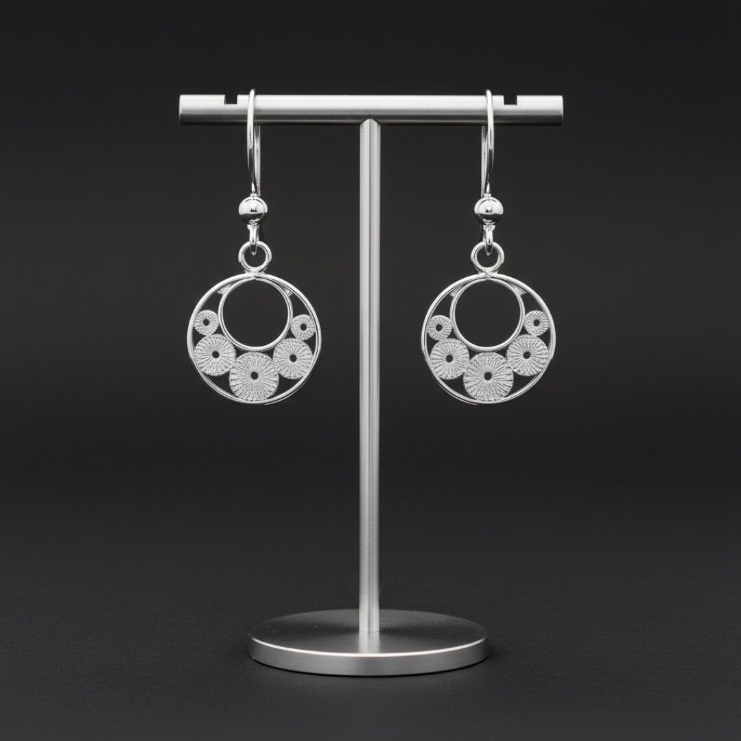 Sallantalı Halka Model Telkari Gümüş Küpe