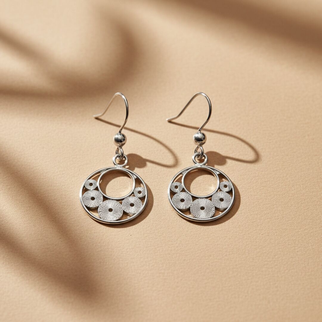 Sallantalı Halka Model Telkari Gümüş Küpe