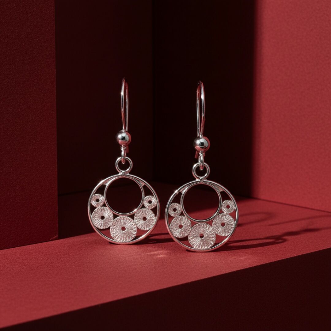 Sallantalı Halka Model Telkari Gümüş Küpe