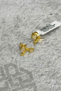 Melek Taşlı Gold Gümüş Küpe