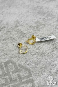 Ay Yıldız Taşlı Gold Gümüş Küpe