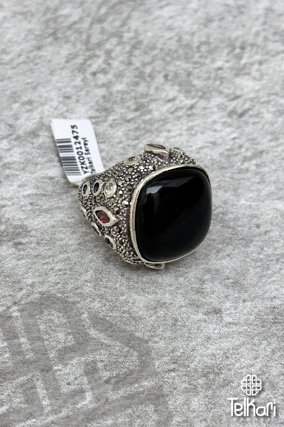 Otantik Onix Taşlı Markazit Gümüş Yüzük