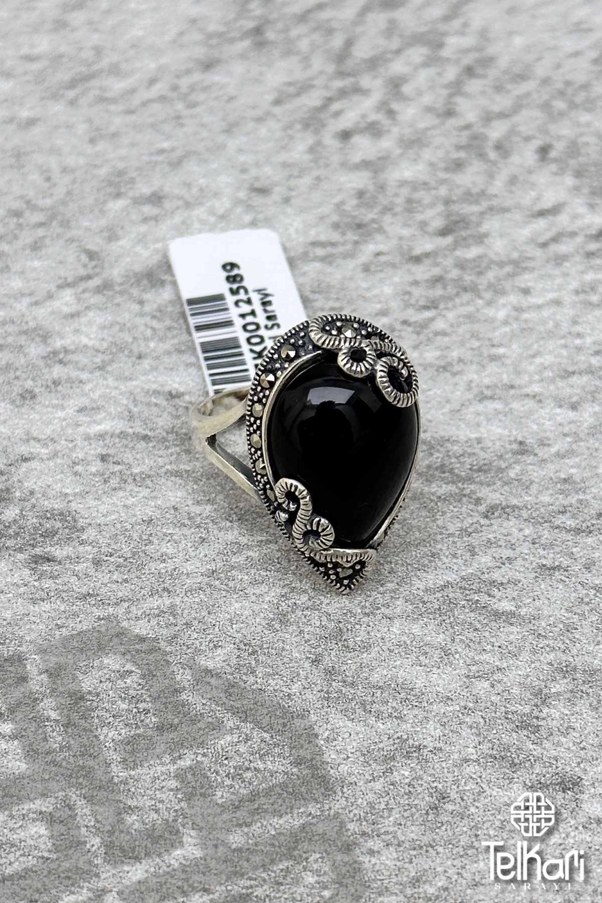 Damla Onix Taşlı Markazit Gümüş Yüzük