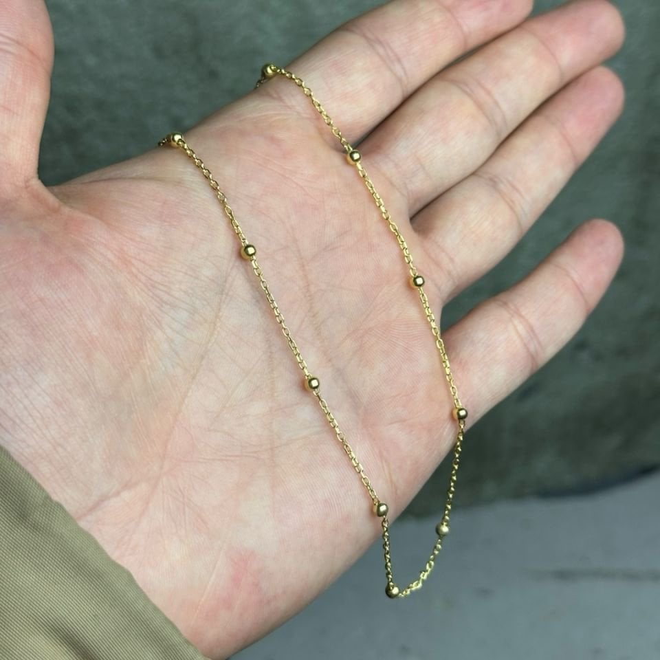 Gold Boncuklu Gümüş Kolye