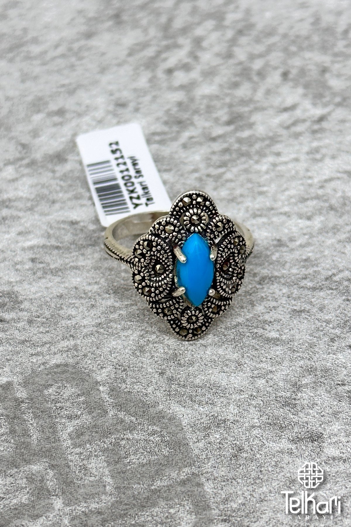 Firuze Taşlı Gümüş Markazit Yüzük