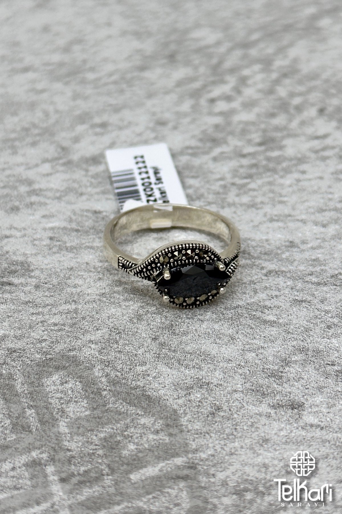 Mekik Model Safir Taşlı Gümüş Markazit Yüzük