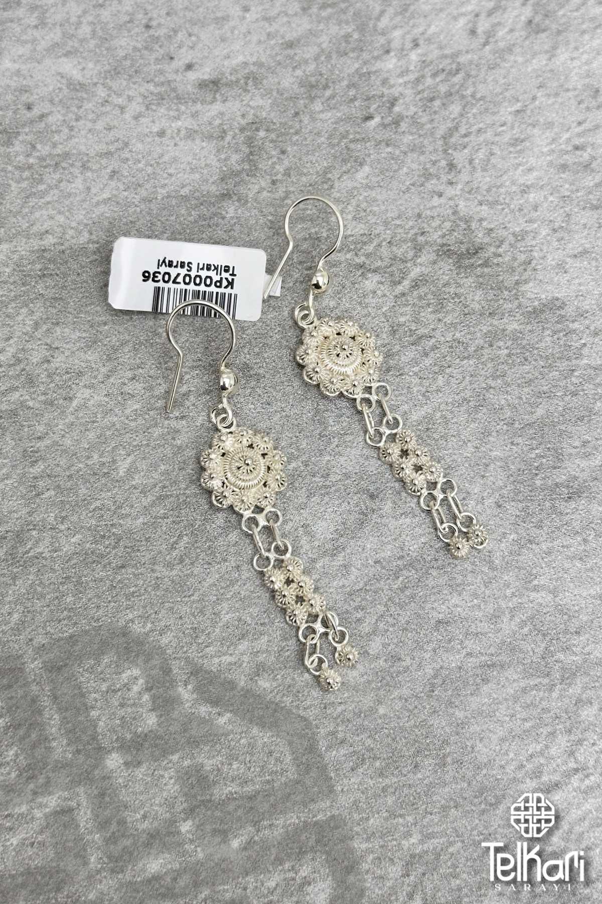 Sallantılı Telkari Gümüş Küpe