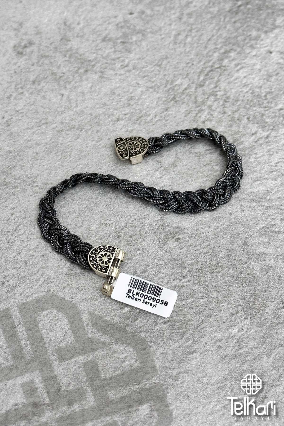 Tek Renk Örgü Model Midyat Hasırı Gümüş Bileklik